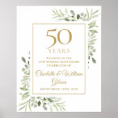 Waterverf Greenery 50th Jubileum Welkomstteken Poster (Voorkant)