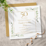 Waterverf Greenery 50th Wedding Jubileum Kaart<br><div class="desc">Deze uitnodiging voor het vieren van de huwelijksfeestdag met een delicate waterverf land,  met een gouden achtergrond aan de achterkant,  kan gepersonaliseerd worden met speciale vierentwintig jaar feestelijke details. Ontworpen door: Thisnotme©</div>