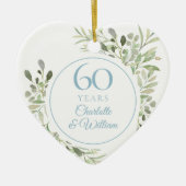 Waterverf Greenery 60ste bruiloft Jubileum Keramisch Ornament (Voorkant)