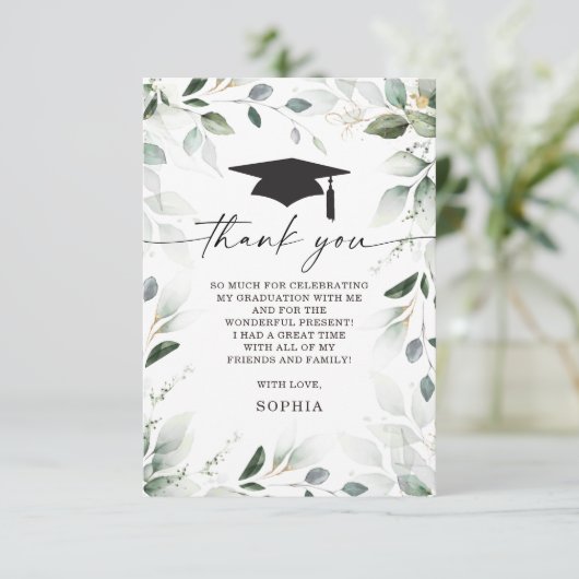 Waterverf Greenery Afstuderen Foto Kaart (Staand voorkant)