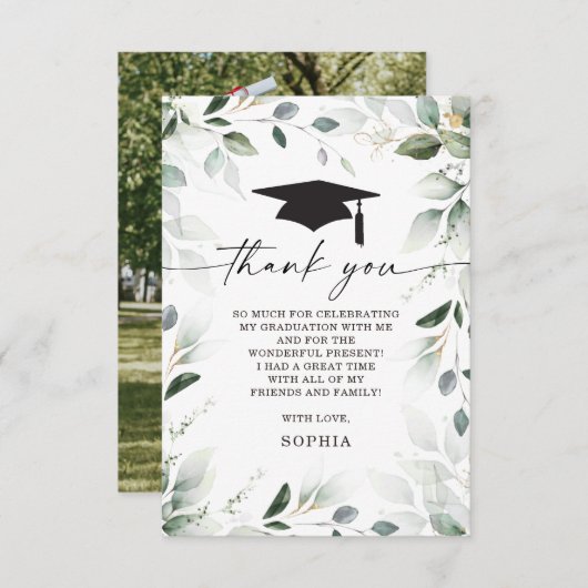 Waterverf Greenery Afstuderen Foto Kaart (Voorkant / Achterkant)