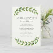 Waterverf Greenery Arch Wedding Invitation Kaart (Staand voorkant)