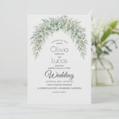 Waterverf Greenery Arch Wedding Invitation Templa Kaart (Staand voorkant)