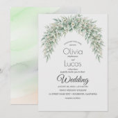 Waterverf Greenery Arch Wedding Invitation Templa Kaart (Voorkant / Achterkant)