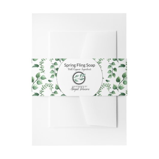 Waterverf Greenery Artisan Soap Band Wrap Uitnodigingen Wikkel (Voorkant Voorbeeld)