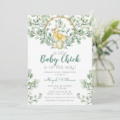 Waterverf Greenery Baby Chick Baby shower Kaart (Staand voorkant)