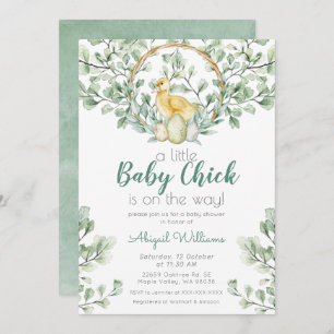 Waterverf Greenery Baby Chick Baby shower Kaart