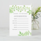 Waterverf Greenery Baby shower Baby Guesses Kaart (Staand voorkant)