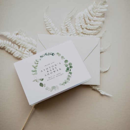 Waterverf Greenery Baby shower Bedankkaart