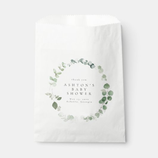 Waterverf Greenery Baby shower Bedankzakje (Voorkant)