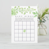 Waterverf Greenery Baby shower Bingo Kaart (Staand voorkant)