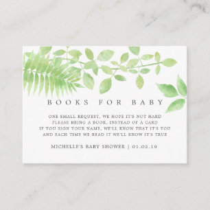 Waterverf Greenery Baby shower Book Request Informatiekaartje