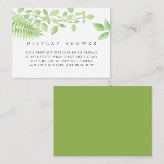 Waterverf Greenery Baby shower Display Shower Informatiekaartje (Voorkant / Achterkant)