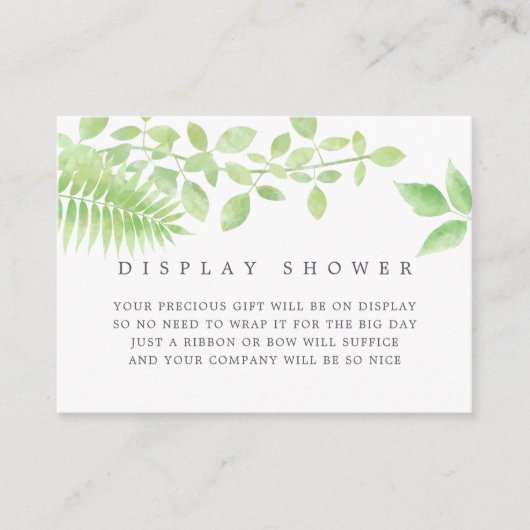 Waterverf Greenery Baby shower Display Shower Informatiekaartje (Voorkant)