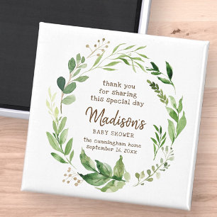 Waterverf Greenery Baby shower Favor Magneet