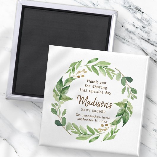 Waterverf Greenery Baby shower Favor Magneet