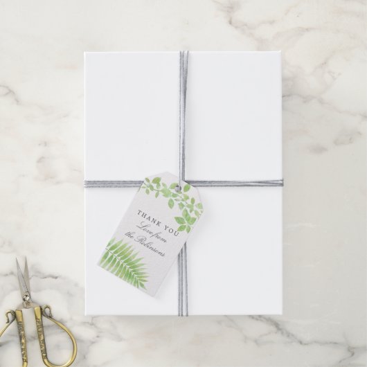 Waterverf Greenery Baby shower Hartelijk dank Cadeaulabel (Met Touw)