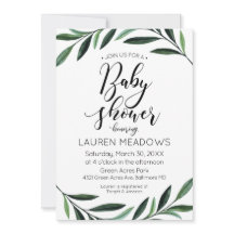 Waterverf Greenery Baby shower Invitation