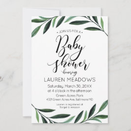 Waterverf Greenery Baby shower Invitation Kaart