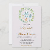 Waterverf Greenery Baby shower Invitation Kaart (Voorkant)