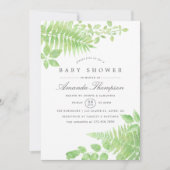 Waterverf Greenery Baby shower Invitation Kaart (Voorkant)