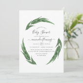 Waterverf Greenery Baby shower Kaart (Staand voorkant)