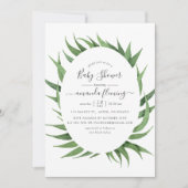 Waterverf Greenery Baby shower Kaart (Voorkant)