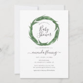 Waterverf Greenery Baby shower Kaart (Voorkant)