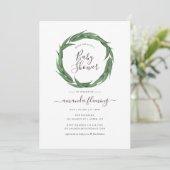 Waterverf Greenery Baby shower Kaart (Staand voorkant)