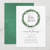 Waterverf Greenery Baby shower Kaart (Voorkant / Achterkant)