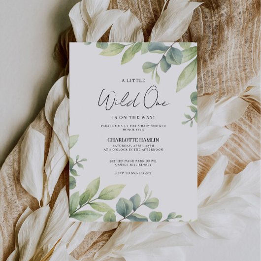Waterverf Greenery Baby shower Kaart