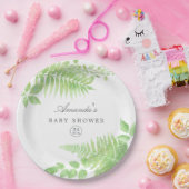 Waterverf Greenery Baby shower Papieren Bordje (Feest)