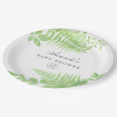 Waterverf Greenery Baby shower Papieren Bordje (Gekanteld)