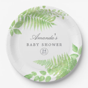 Waterverf Greenery Baby shower Papieren Bordje