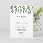 Waterverf Greenery Baby shower per Mail uitnodigin Kaart (Staand voorkant)