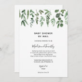 Waterverf Greenery Baby shower per Mail uitnodigin Kaart (Voorkant / Achterkant)