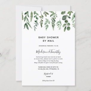 Waterverf Greenery Baby shower per Mail uitnodigin Kaart