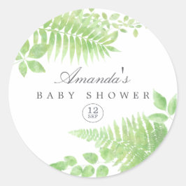Waterverf Greenery Baby shower Ronde Sticker