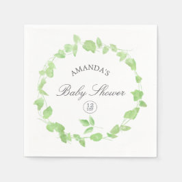 Waterverf Greenery Baby shower Servet