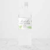 Waterverf Greenery Baby shower Waterfles Etiket (Voorkant)