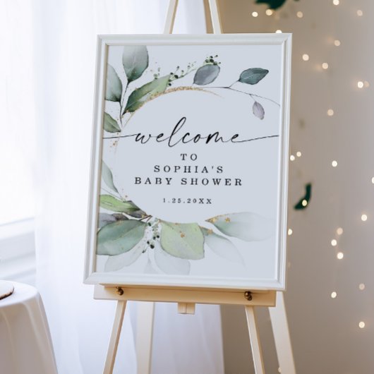 Waterverf Greenery Baby shower WelkomstPoster Poster