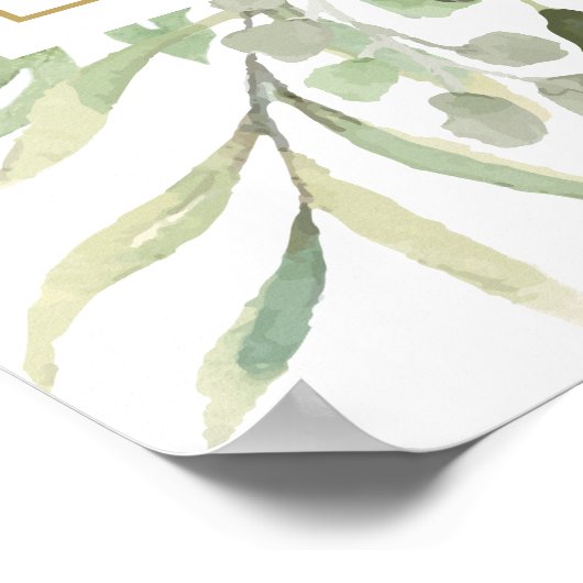 Waterverf Greenery Baby shower Welkomstteken Poster (Hoek)