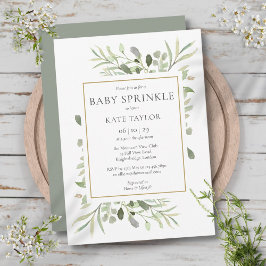 Waterverf Greenery Baby Sprinkle Gender Neutraal Kaart