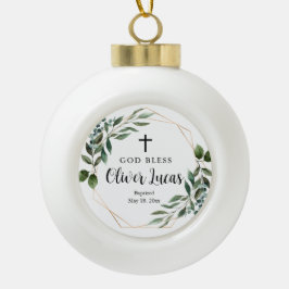 Waterverf Greenery Baptism Ceramic Ball Ornament