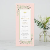 Waterverf Greenery Baptism Christening Blush Pink Kaart (Staand voorkant)
