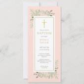 Waterverf Greenery Baptism Christening Blush Pink Kaart (Voorkant)