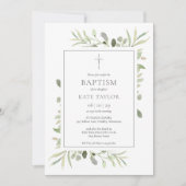 Waterverf Greenery Baptism Christening Kaart (Voorkant)