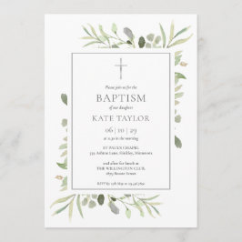 Waterverf Greenery Baptism Christening Kaart