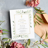 Waterverf Greenery Baptism Christening Uitnodiging Briefkaart