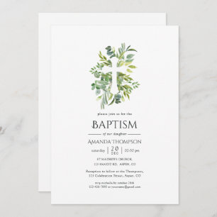 Waterverf Greenery Baptism of Christening Kaart